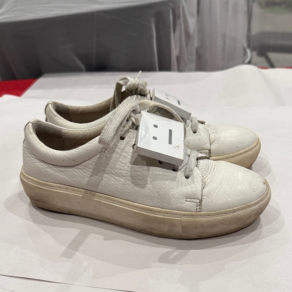 Acne Off-White Leather Sneakers